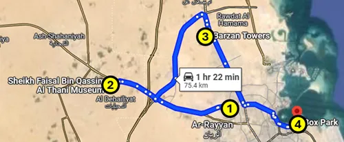 Map of Day 5 of the self-guided tour of Qatar
