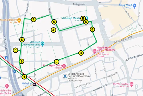 Map of the Msheireb Tram in Doha in Qatar