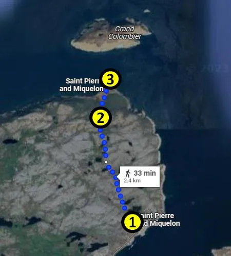 map of the self-guided tour of Anse-a-Henry in St. Pierre and Miquelon 