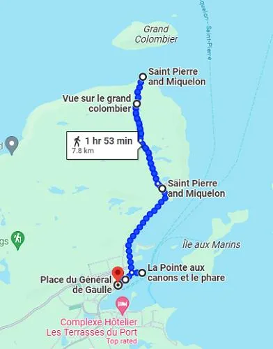 map of the self-guided tour of St. Pierre