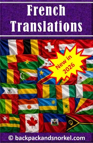 New French Backpack and Snorkel Travel Guides - Purple Travel Guides in French
