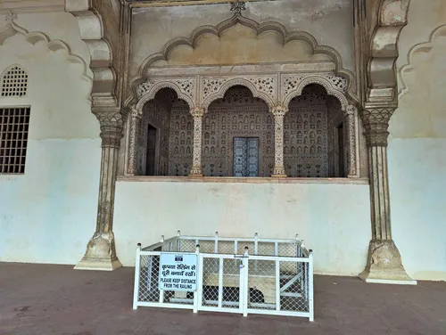 Jharokha (Throne Alcove) at Diwan-i-Aam (Hall of Public Audience) at Agra Fort in Agra in India