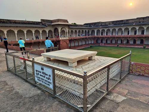 Shah Jehan's Marble Throne at Agra Fort in Agra in India