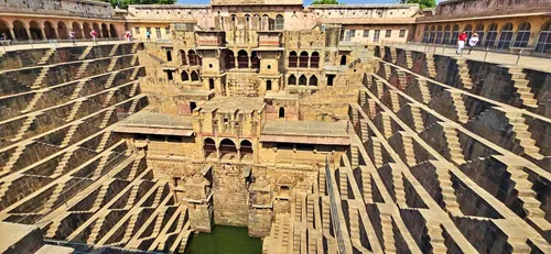 Chand Baori Stepwell between Agra and Jaipur in India