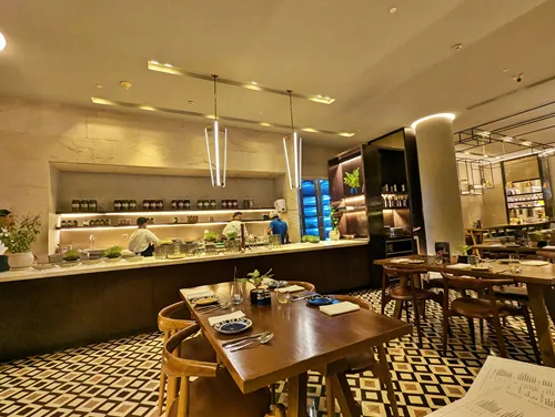 Breakfast buffet area at the Andaz Delhi in India