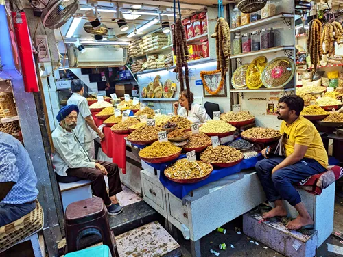 Gadodia Market (Asia's Largest Spice Market) in Chandni Chowk in Delhi in India