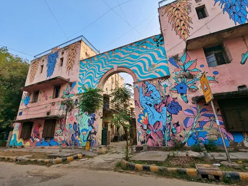 Facing Walls Mural at Lodhi Art District in Delhi in India