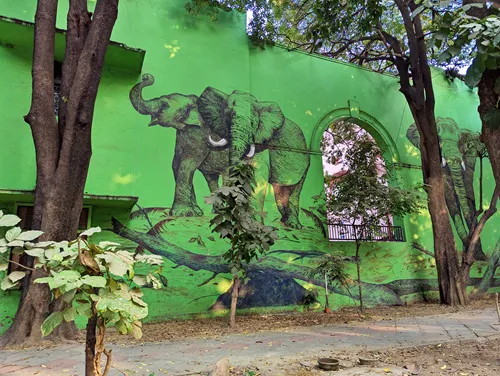 Mural in Lodhi Art District in Delhi in India