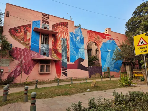 I Am Here Mural at Lodhi Art District in Delhi in India