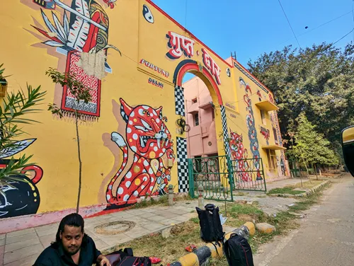 Mural in Lodhi Art District in Delhi in India