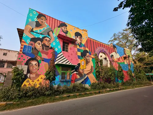Mural in Lodhi Art District in Delhi in India
