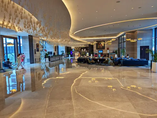 Hotel lobby at the Pullman New Delhi Aerocity in India