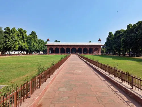 Diwan-i-Aam (Hall of Public Audience) in the Red Fort (Lal Qila) in Delhi in India