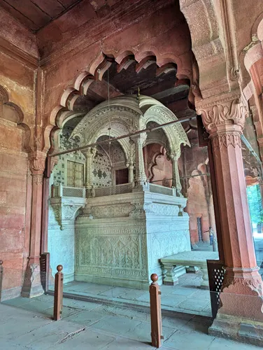 Diwan-i-Aam (Hall of Public Audience) in the Red Fort (Lal Qila) in Delhi in India