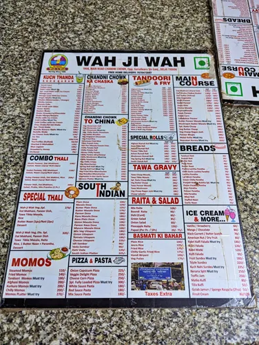 Wah Ji Wah Restaurant in Chandni Chowk in Delhi in India