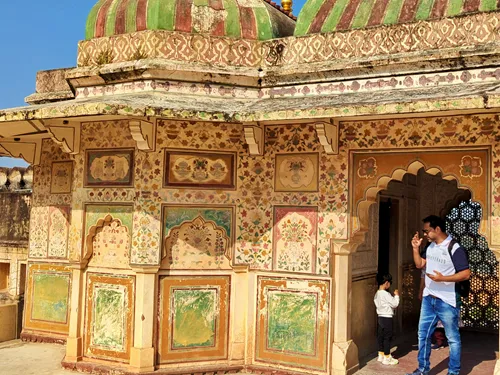 Ganesh Pol Gate with Suhag Mandir at Amber-Fort in Jaipur in India