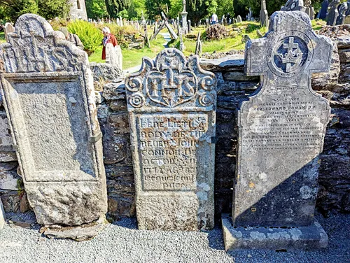 Tombstones at Glendalough monastic site in Ireland