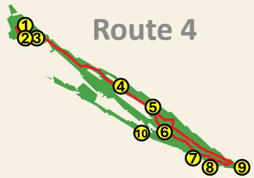 Map of bus route 4 in Isla Mujeres