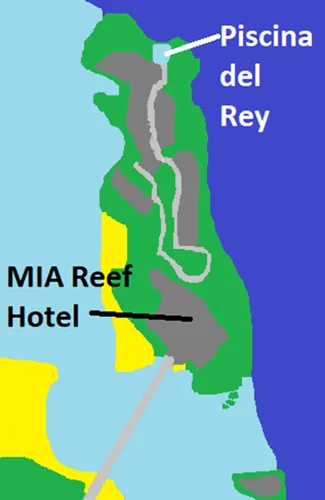 Map if MIA Reef Hotel with Piscina del Rey in Isla Mujeres