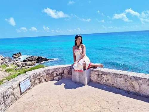 statue of native woman monument at Punta Sur in Isla Mujeres