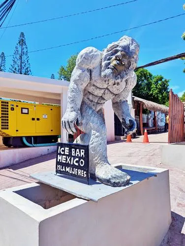 Yeti at entrance to Icebar Mexico in Isla Mujeres