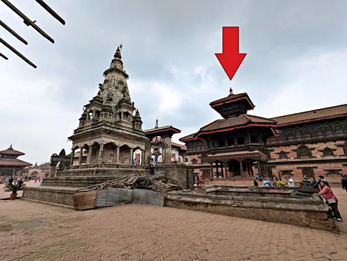 Chyasalin Mandap Pavilion and Layaku Hiti in Bhaktapur Durbar Square, Kathmandu