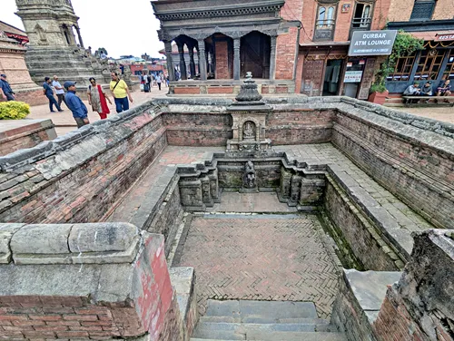 Chyasalin Mandap Pavilion and Layaku Hiti in Bhaktapur Durbar Square, Kathmandu