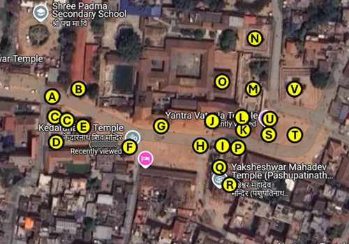 Map of the self-guided walking tour of Bhaktapur Durbar Square in Kathmandu