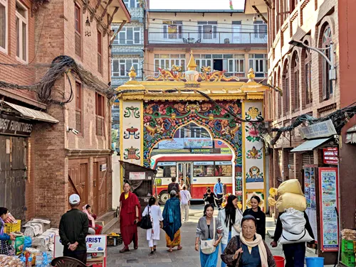 Southern Entrance Gate in the Boudhanath Stupa area, Kathmandu