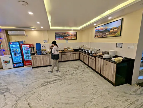 Breakfast room of the Magnificent Hotel in Thamel, Kathmandu