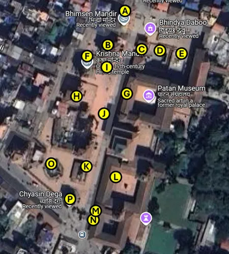 First map of the Self-guided walking tour of Patan Durbar Square