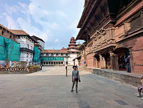 Plaza in Front of the Private Royal Quarters and Bilas Mandir in Hanuman Dhoka Palace at Kathmandu Durbar Square in Thamel, Kathmandu