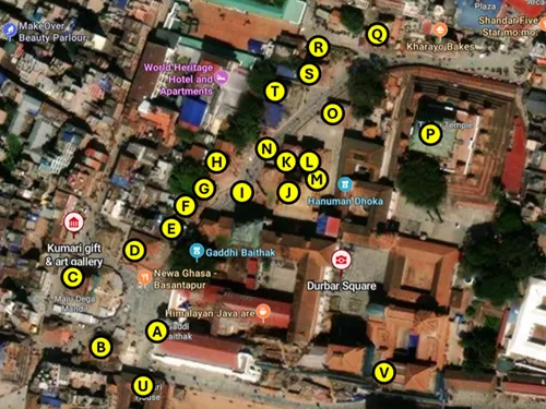 First map of the Self-guided walking tour of Kathmandu Durbar Square