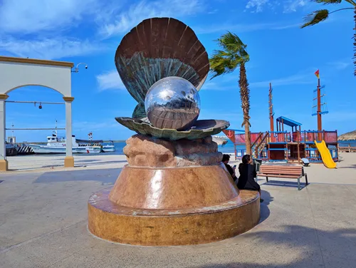 La Perla monument at the Malecon in La Paz, Mexico