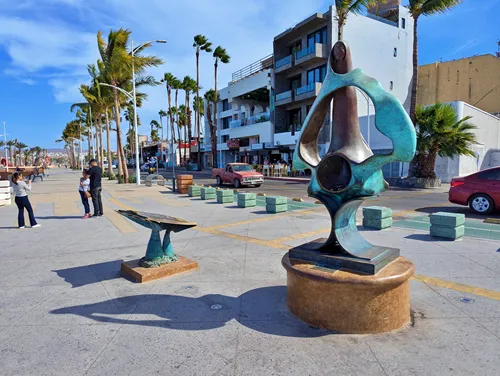 Reina del Mar / Queen of the Sea statue with Poetry Book Monument in La Paz, Mexico