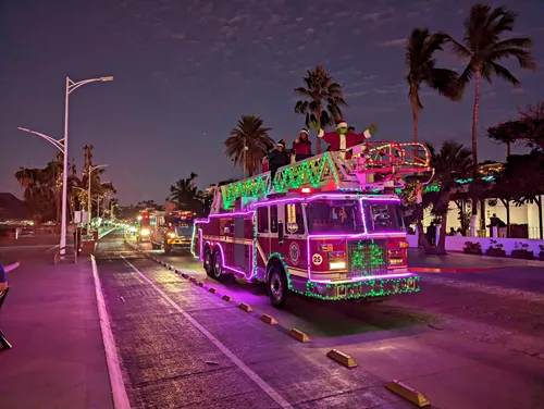 Christmas car parade near the Malecon in La Paz, Mexico