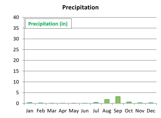average precipitation by month in La Paz, Mexico
