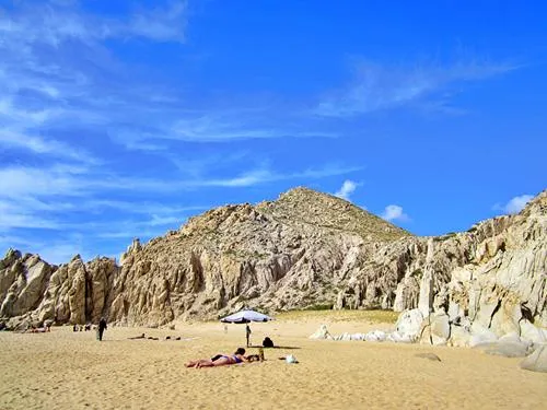 Lovers Beach seen from Divorce Beach in Cabo San Lucas