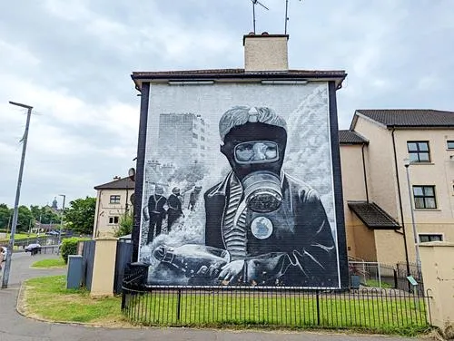 The Petrol Bomber mural in Derry in Northern Ireland