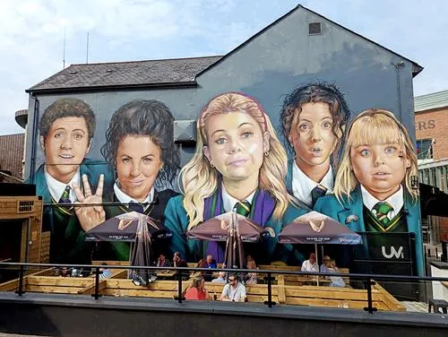 Derry Girls Mural in Derry in Northern Ireland