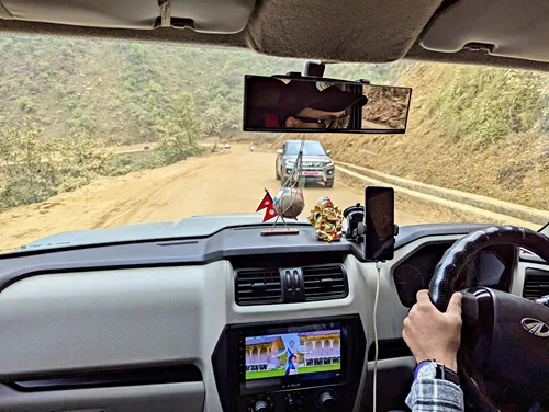 Compacted dirt roads on a Drive from Kathmandu to Pokhara