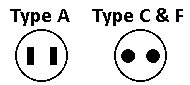 Type A and Type C & F sockets used in Vietnam