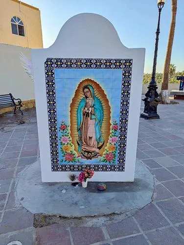 decorative memorial stone near Letras Todos Santos