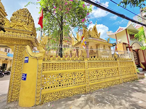 Main entryway of Munirensay Khmer Buddhist Temple in Can Tho in Vietnam