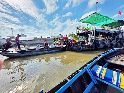 Boats at the Cái Răng Floating Market near Can Tho in Vietnam