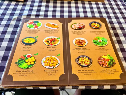 photo of a the menu of the Restaurant at Nam Bo Boutique Hotel in Can Tho in Vietnam