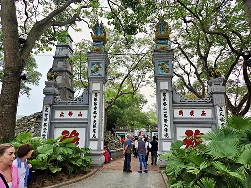Entrance gate of Ngọc Sơn Temple in Hanoi in Vietnam
