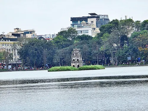 Turtle Tower (Tháp Rùa) in Hoàn Kiếm Lake in Hanoi in Vietnam