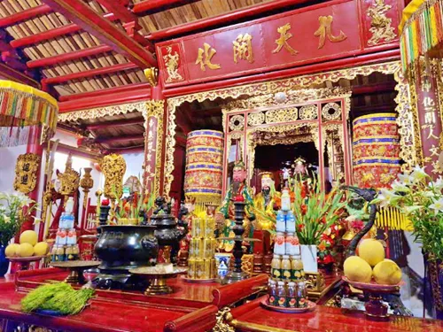 altar in Ngọc Sơn Temple in Hanoi in Vietnam