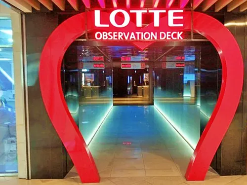 Heart-shaped display inside of Lotte Tower Observation Deck in Hanoi in Vietnam